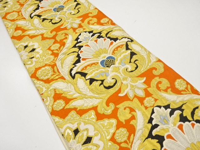 JAPANESE KIMONO / ANTIQUE FUKURO OBI / SILK / WOVEN FLORAL SARASA